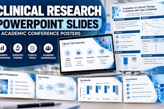 create clinical research clean powerpoint slides and academic conference posters