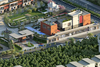 remodel 3d commercial complex,architecture aerial rendering, cgi exterior design