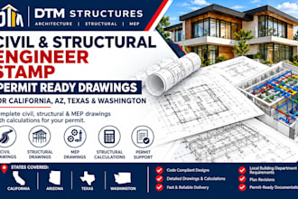 civil structural engineer stamp california az texas wa mep drawings for permit