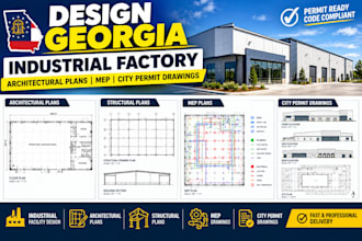 design georgia industrial factory architectural plans, mep city permit drawings