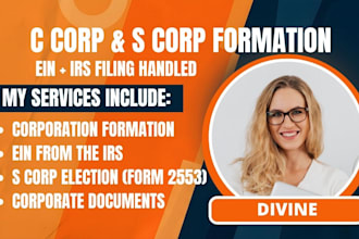 form your us c corp s corp, get your ein, and handle irs incorporation