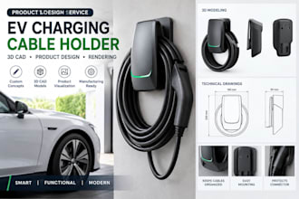 design a 3d ev charging cable holder and organizer product