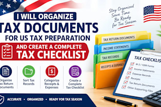 organize tax documents for US tax preparation and create a complete tax