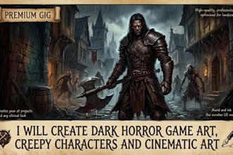 design dark horror game art and creepy characters