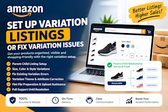 set up amazon variation listing or fix variation issues