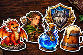 design custom die cut stickers of your fantasy character or crest