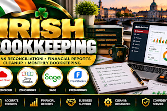 do irish bookkeeping using big red cloud, zoho books, sage and freshbooks