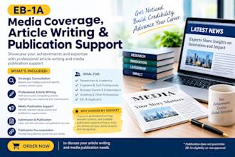 write article and publish for eb1 eb1a for media coverage