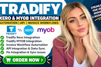 setup tradify xero myob integration, tradify automation, tradify invoice