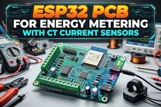 design an esp32 pcb for energy metering with ct