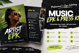 design a stunning music epk, artist press kit, media kit for musicians and bands