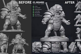 do 3d scan cleanup fix mesh retopology repair 3d model stl file for 3d printing