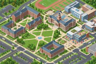 create university visitor guides, campus maps and building location graphics