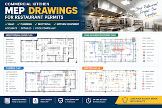 prepare commercial kitchen mep drawings for restaurant permits