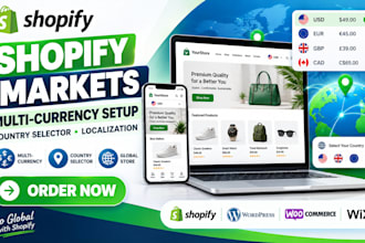 set up shopify markets, multi currency switcher and store localization