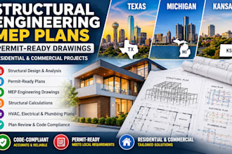 texas michigan kansas structural engineered permit ready plan mep engineer stamp