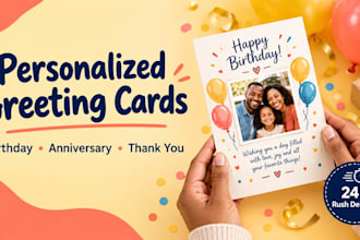 design personalized birthday card, greeting card and anniversary card