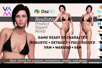 create game ready 3d nsfw character with rigging for virt a mate, daz3d and vrm