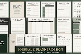 design self discovery journal,self love journal,self care planner in canva