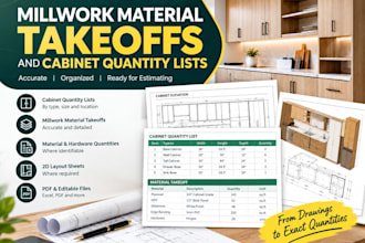 do millwork material takeoffs and cabinet quantity lists