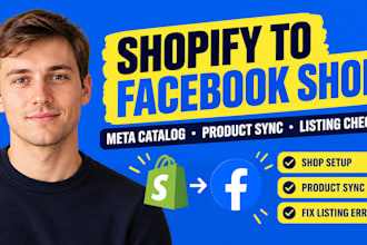 connect shopify to facebook shop setup meta catalog product sync listing checks