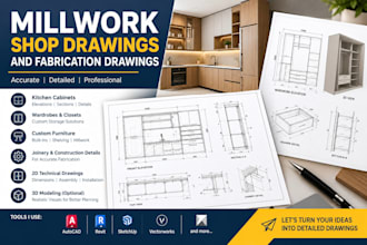 high quality millwork shop drawings and fabrication drawings