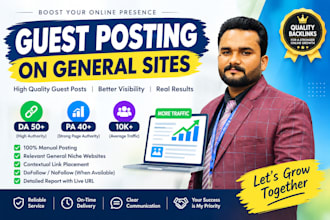 publish guest posts, blog posts, and articles on general niche websites