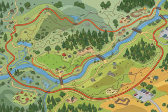 design cycling trail maps, recreation routes and visitor guide illustrations