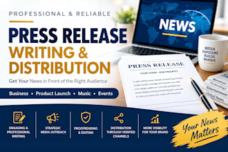 do press release distribution, submit pr, and write press release pr writing
