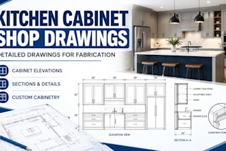 create detailed kitchen cabinet shop drawings for fabrication