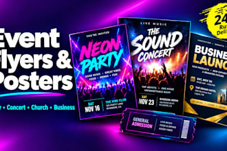 design party flyer, event poster and ticket for your event