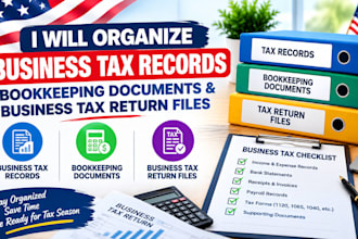 organize business tax records, bookkeeping documents, and business tax