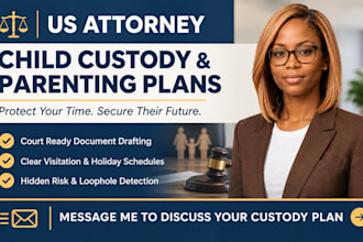 draft a legally secure child custody agreement and parenting plan