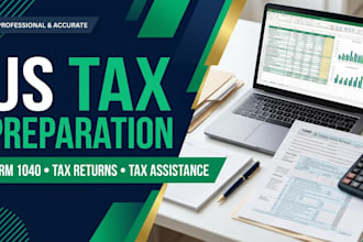 assist with US tax preparation, form 1040 and tax return filing
