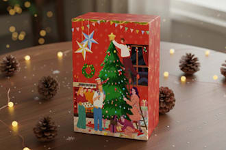 design christmas product packaging, gift boxes, labels and stickers