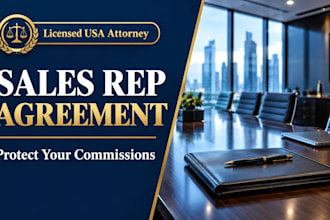 draft a sales representative agreement with commission terms as a US attorney
