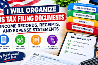 organize US tax filing documents, income records, receipts