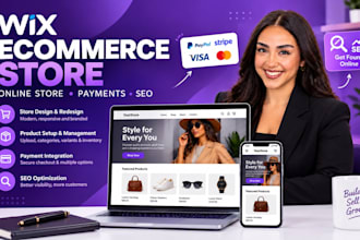 design wix ecommerce website, online store, payment setup and SEO