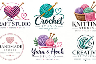 design a professional studio, crochet, knitting logo