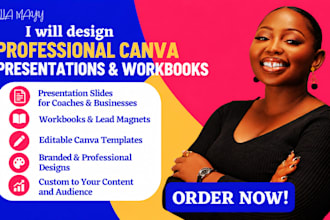 design editable professional canva presentations and workbooks