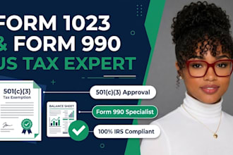 prepare form 1023, form 990, 501c3 application and US tax returns