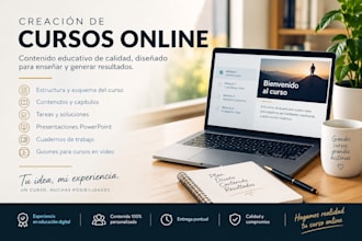 crearé cursos online, ebooks formativos, cuadernos de trabajo y presentaciones