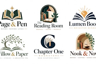 design a professional library, publishing, reading, literature bookstore logo