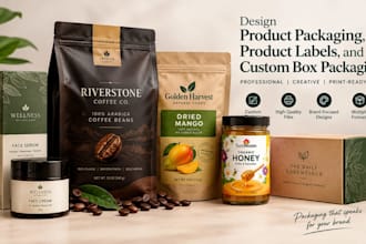 deisgn product packaging, product labels, and custom box packaging