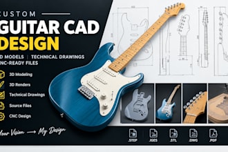 design custom guitar cad models, 3d guitar designs, and cnc ready files