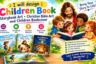 design children book, storybook art, christian bible  art and children bookcover
