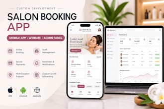 develop salon booking app, spa app and booking website