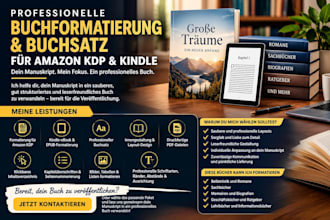 professionelles buchcover und ebook formatierung für amazon KDP und printbücher