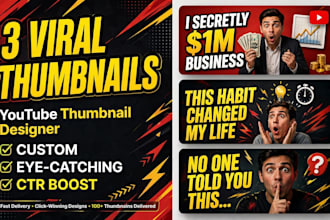 design 3 eye catching viral you tube thumbnails in 2 hours