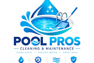 design a modern fresh, swimming cleaning and maintenance logo